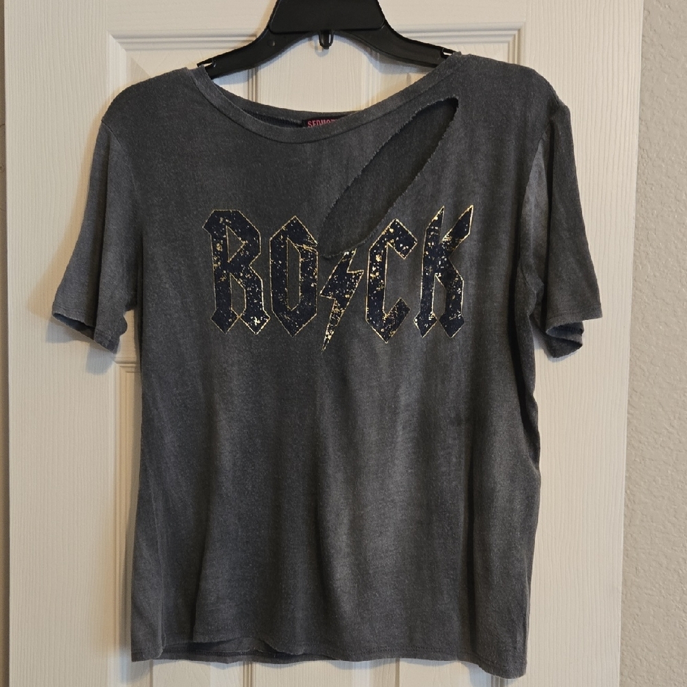 Gray Distressed Rock Graphic Tee